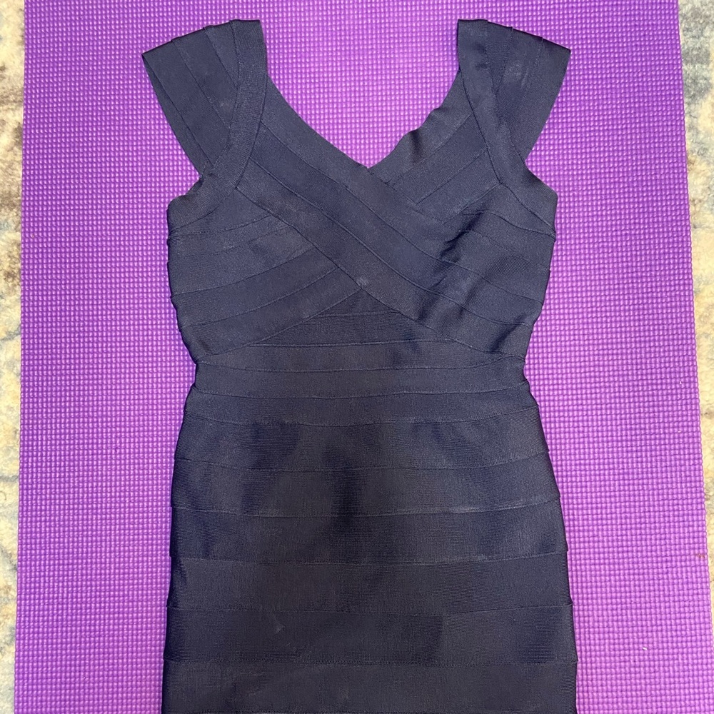 Navy blue body on wrap dress